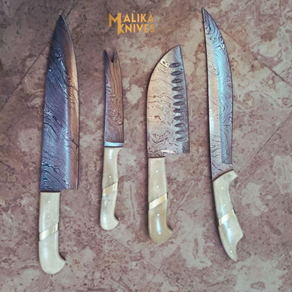 Chef Knives Set Camel Bone Handle