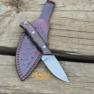 Handmade Straight Edge Skinner Knife with Wenge Wood Handle-0032