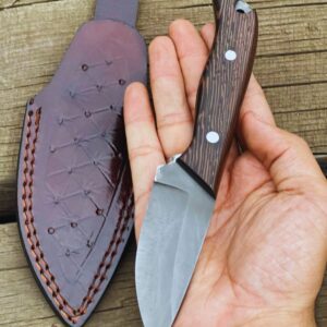 Handmade Straight Edge Skinner Knife with Wenge Wood Handle-0032