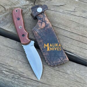 Hunter Point Blue Creek Hunting Knife with Custom Leather Sheath – Artisan-Made Survival Gear – 0330