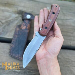 Hunter Point Blue Creek Hunting Knife with Custom Leather Sheath – Artisan-Made Survival Gear – 0330