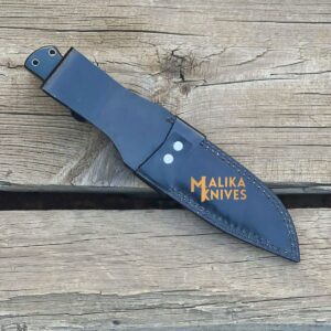 Handmade Drop Point Tactical Bowie Knife with Custom Leather sheath-0020