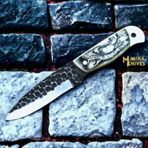 Handcrafted Fixed Blade Skinner Knife with Durable Camel bone Handle-0037