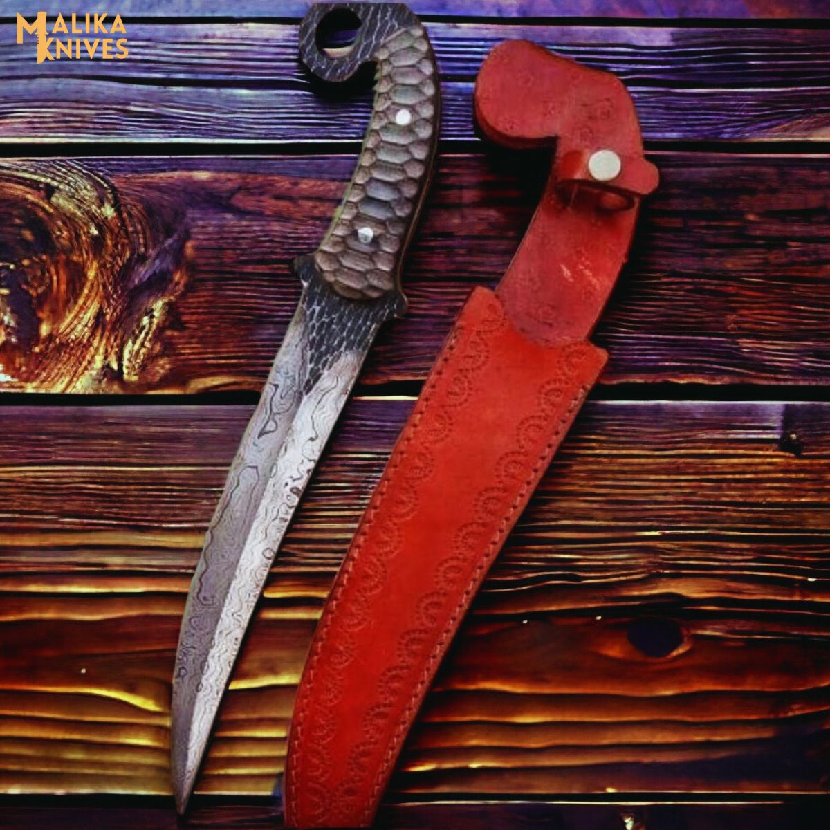 Hand forged Damascus Ringtail Hunting Knife - Ultimate Outdoor Companion-0336 - Image 2