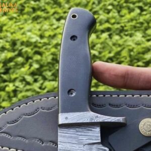 Fire Pattern Damascus Steel Hunting Knife: G10 Handle for Unmatched Grip-0338