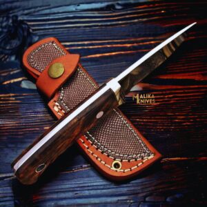 Handmade 440c Stainless Steel Hunting Knife: Rose wood Handle & SS Guard-0339