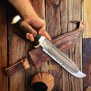 D2 steel Crocodile Dundee Bowie Knife with Acid Etched blade -0028