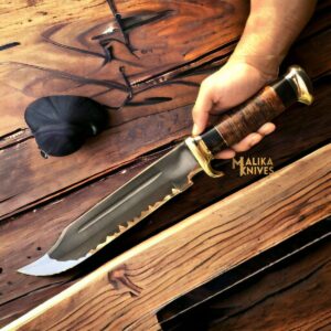 D2 steel Crocodile Dundee Bowie Knife with Acid Etched blade -0028