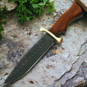 Handforged Tactical Bowie Knife with Rose wood Handle-0030