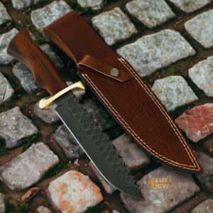 Handforged Tactical Bowie Knife with Rose wood Handle-0030