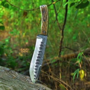 Hand forged D2 Stag Seeker Hunting Knife – with Full Tang Build-0346