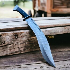 Damascus Custom Kukri Bowie Knife with Full Tang handle-0039