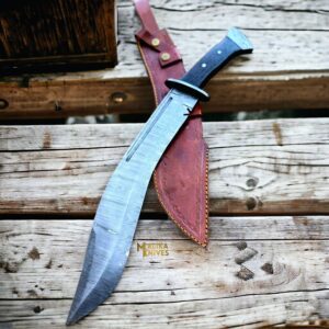 Damascus Custom Kukri Bowie Knife with Full Tang handle-0039