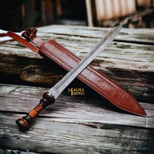 Damascus Gladiator sword with Leather sheath-905