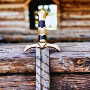 Damascus Medieval Arming Sword with Leather sheath-906