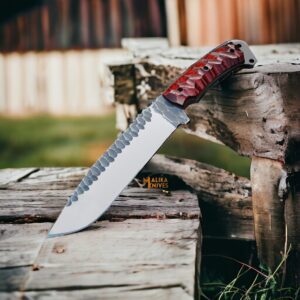 Handforged D2 Steel Hunting Bowie Knife with G10 handle-0353