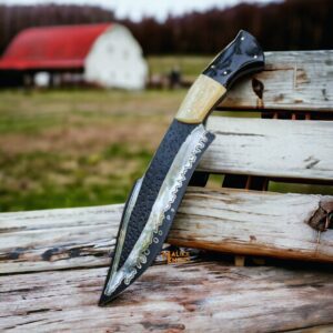 Hunting Bowie Knife with D2 steel blade- Camel Bone & Bull Horn handle-0356