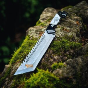 Damascus Black & white Edition Tracker Bowie Knife for Outdoor Enthusiasts-0048