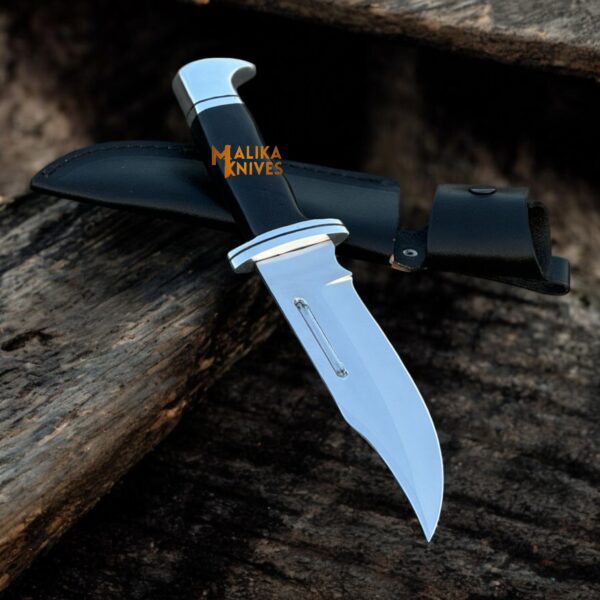 Clip Point Bowie Knife with D2 Steel Blade and G10 Handle – Includes Leather Sheath for Hunting and Survival.